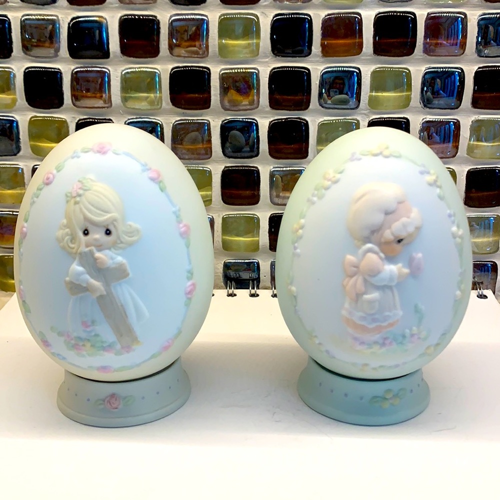 Two Precious Moments Easter eggs, 1991 & 92,